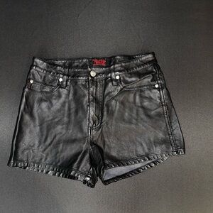 Tripp NYC Black Faux Leather Jean Shorts